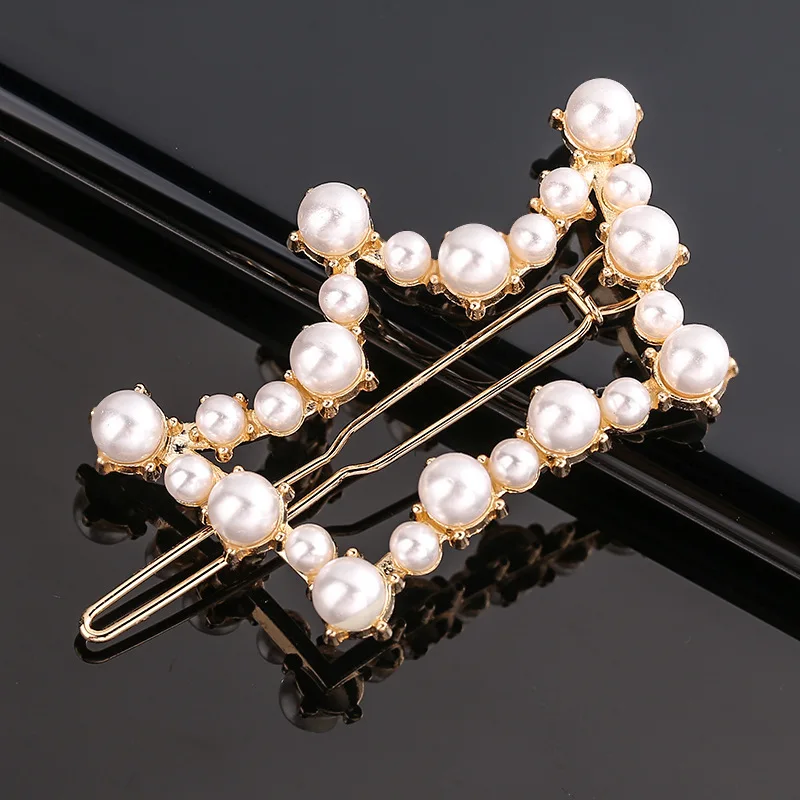 New Fashion Metal Love Heart Hair Clip Elegant Pearl Round Barrette for Women Girls Sweet Hairpins Barrettes Hair Accessories head wrap for women Hair Accessories