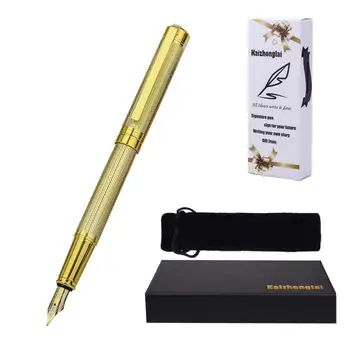 

High quality metal fountain pen business advertising gift set pen small ripple design luxury fountain pen
