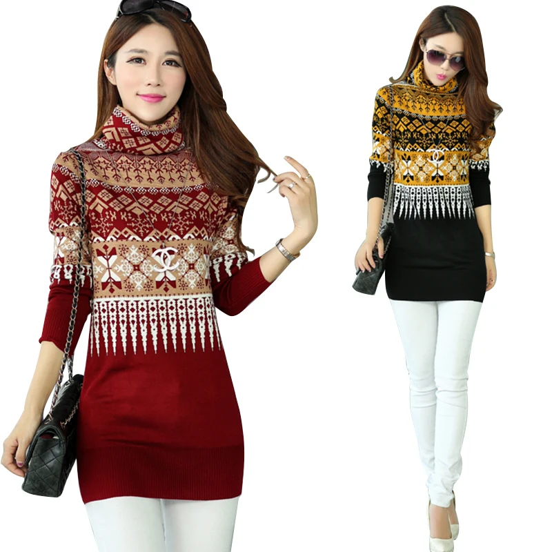 Knitted dress for women new autumn winter warm long sleeve turtleneck sweater Bodycon dresses Knitted dress sweater Dresses