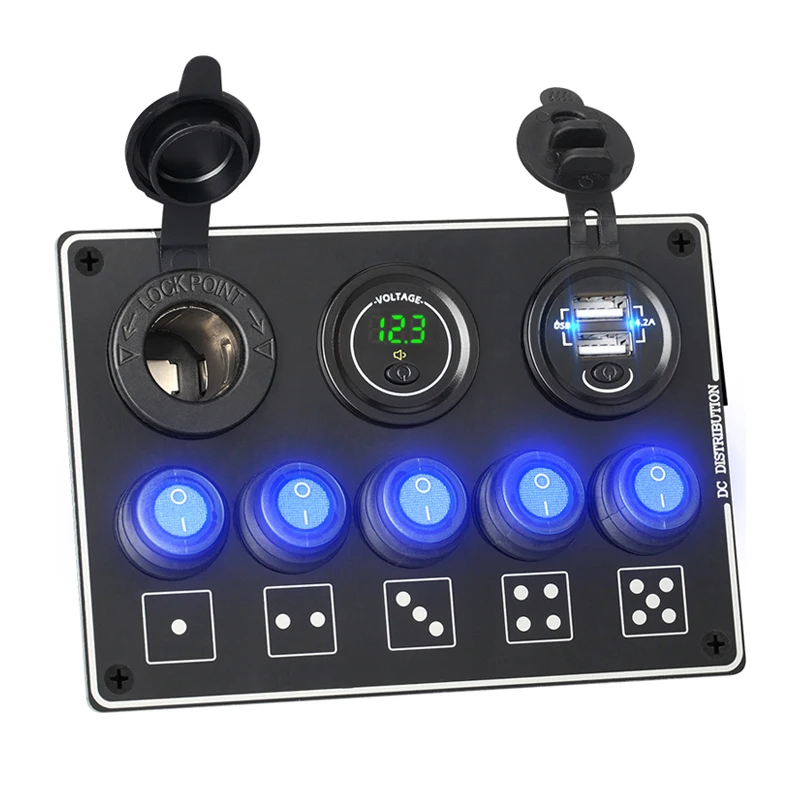 Panel de enchufe para encendedor de cigarrillos, de 12 V cargador USB, pantalla de voltaje de 4.2A, Rocker interruptor USB, adaptador de 12 voltios para coche, barco y camión
