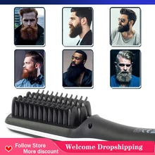 

2022 New Ionic Beard Straightener Brush Electrical Heated Irons Hair Straightening Comb Ptc Ceramic Technology Hair Care For Men