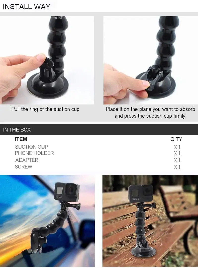 STARTRC Регулируемая автомобильная подставка держатель адаптер для Gopro Hero 8 камера 4-6 дюймов смартфон аксессуары для спортивной экшн-камеры