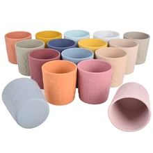 Taza de silicona con dibujo de ardilla para bebé, taza de silicona de Agel portátil para entrenamiento de grado alimenticio, sin BPA, a prueba de fugas, para aperitivos y agua potable