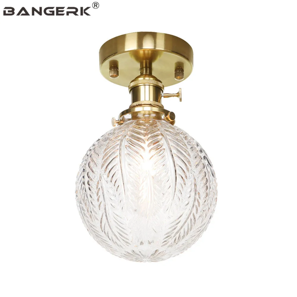 American Copper LED Ceiling Lamp Loft Decor Brass Glass Modern Light Antique Living Room Aisle Home Lighting Fixtures | Лампы и
