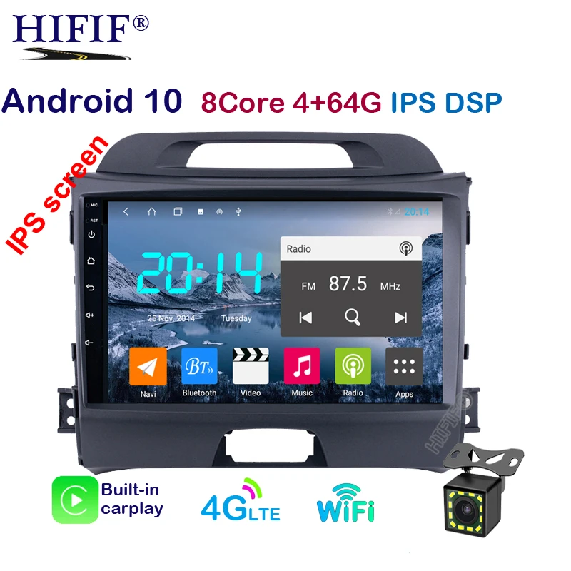 Автомагнитола 2 din 4 Гб + 64 ГБ Android 10 DSP мультимедийный видеоплеер GPS навигация для KIA