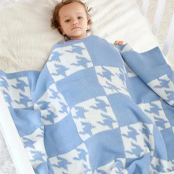 

New 2020 Spring Autumn Winter Infant Baby Boy Girl Grid Knit Blanket Newborn Baby Quilt Boys Girls Hold Blanket