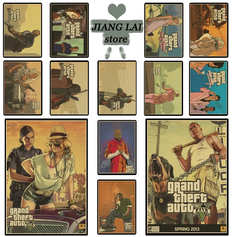 Jeux Video Voiture De Police Grand Vol Voiture Iv Gta Iv 4 Tailles Decoration Pour La Maison Affiche En Toile Imprimee Aliexpress