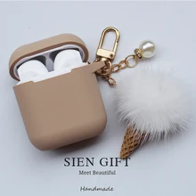 

New Cute Ice Cream Silicone Case for Apple Airpods Accessories Bluetooth Earphone Case Headphone Box Decoration Cover Key Ring