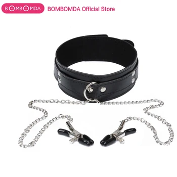 

BDSM Bondage Restraint Fetish Collar Chain Collars Collocation Nipple Clamps Sex Toys For Women Adult Games Exotic Accessories