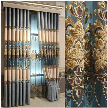 

European Curtains Linen Embroidered Curtain Roman Blinds Cotton Curtains for Bedroom and For Living Room