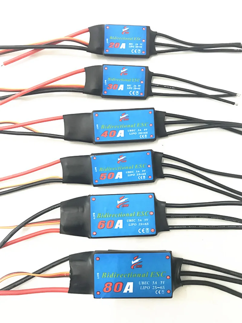 1PC 20A/30A/40A/50A/60A/80A Dual Way Brushless ESC 2-4S/2-6S UBEC Electric Speed Controller for RC Car/Boats/Underwater Thruster | Игрушки и