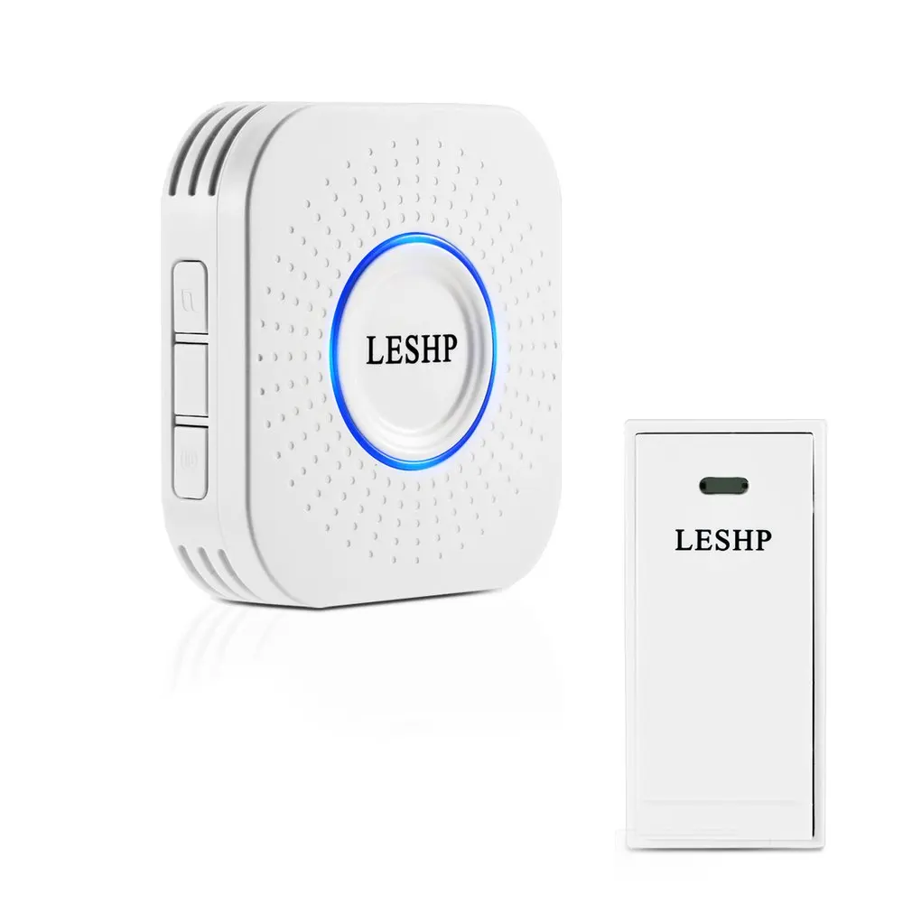Hot/LESHP Easy to Install Music Wireless Doorbell 150M Long-distance Remote Control Night Light 58 pieces of Chord Music