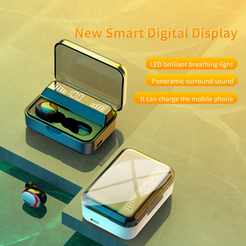 TWS наушники с поддержкой Bluetooth 2200 и зарядным футляром на мА · ч|Наушники гарнитуры| |