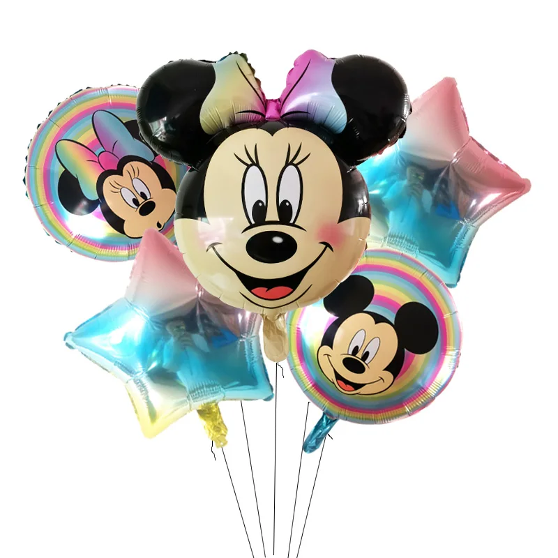 Gradient Minnie 5 шт. новые градиентные воздушные шары с изображением Микки и Минни, украшения для дня рождения, Детский номер 1, 2, 3 года, 18 дюймов, цветные воздушные шары для детского душа - Цвет: Gradient Minnie