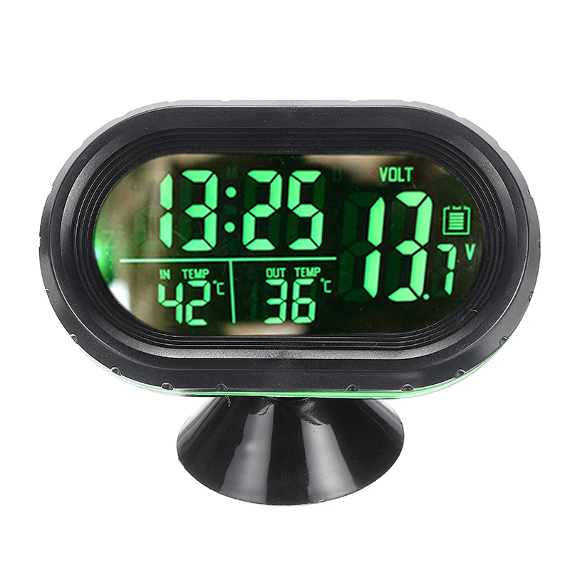 Green TOOGOO 3 In1 Car 12V Digital LED Voltmeter Voltage Temperature Clock Thermometer Car 