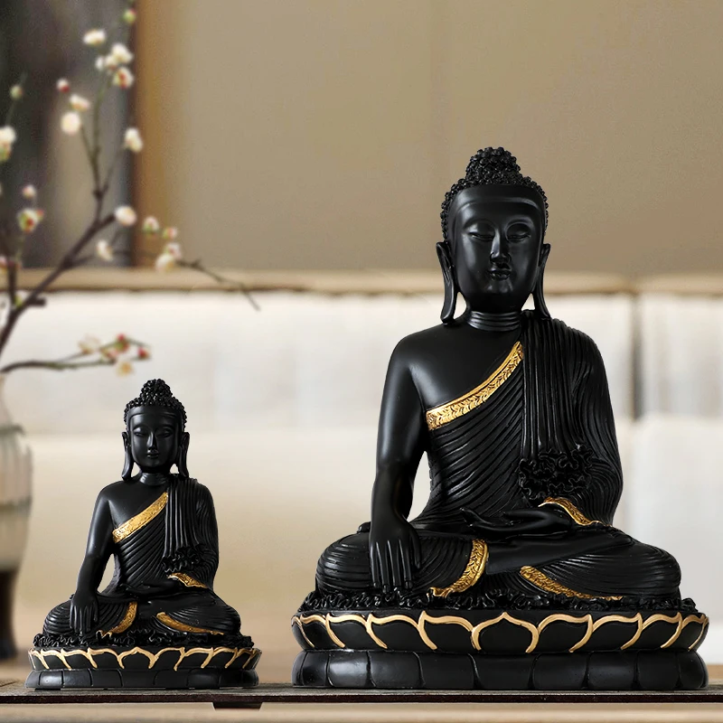 Китайский стиль Siddhartha Гаутама Будда статуя полимерные фигурки Гостиная ТВ шкаф креативное украшение X3166