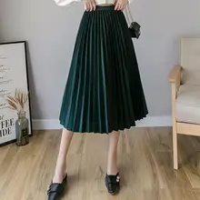 Двухслойная осенне-зимняя женская замшевая юбка, длинные плиссированные юбки, Женская винтажная Женская юбка миди для девочек
