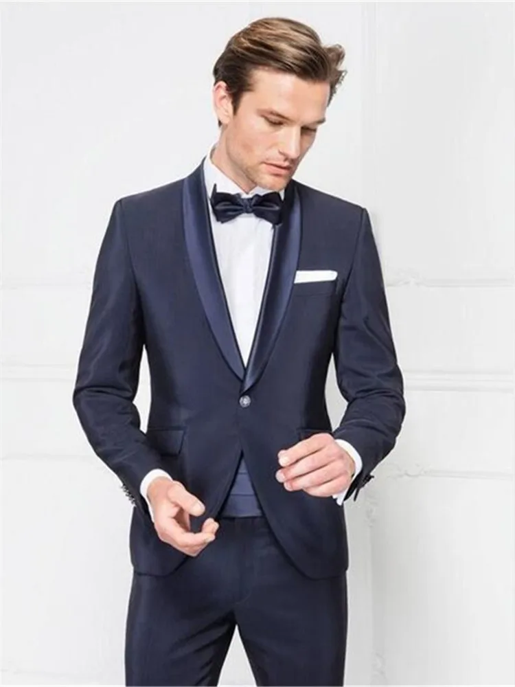 Мужской костюм Smolking Noivo Terno Slim Fit Easculino вечерние костюмы для мужчин формальные темно-синие шаль с отворотом деловые пиджаки жениха
