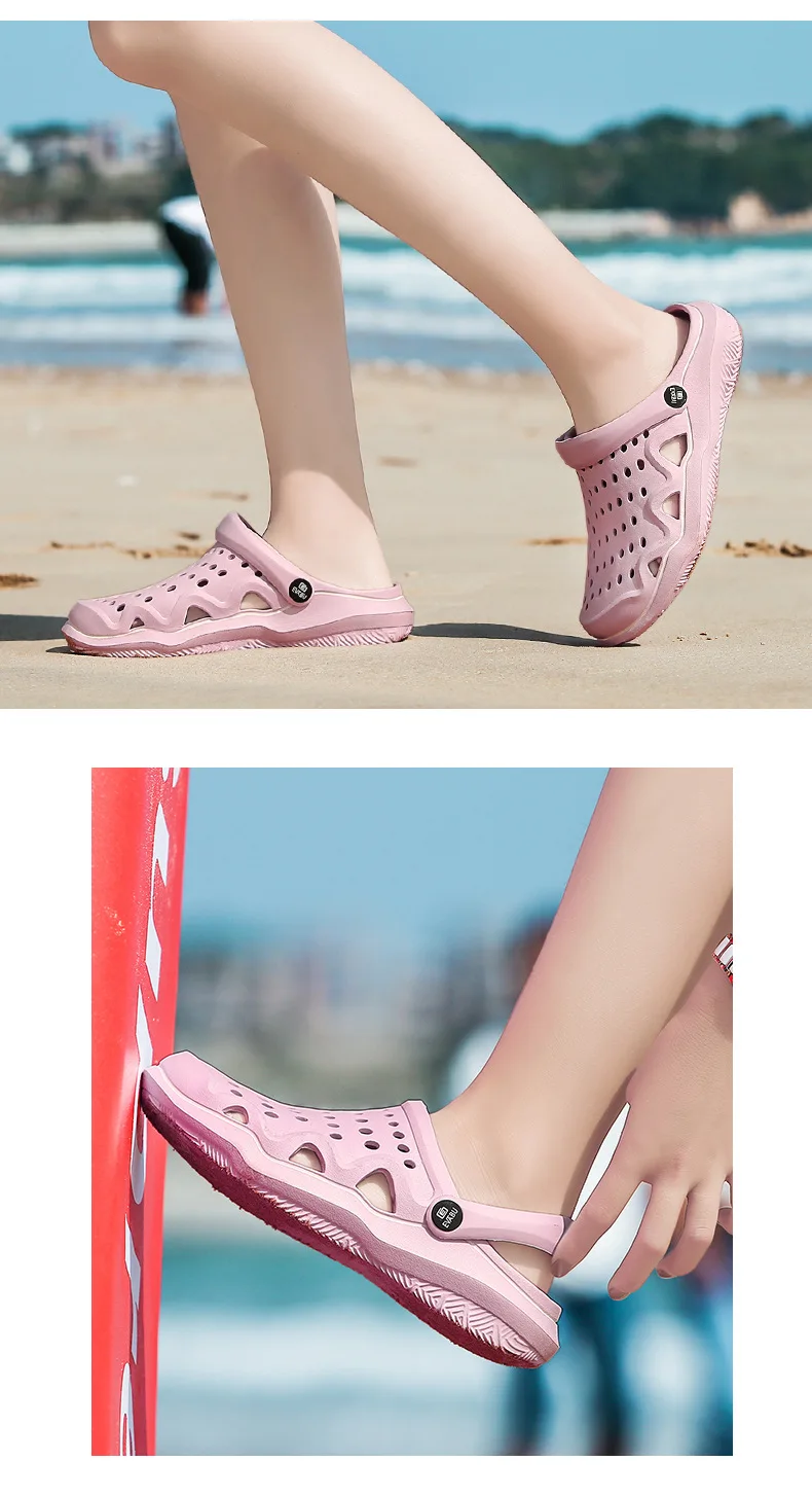Summer New Style MEN'S Slippers Closed-toe Hollow out Large Size Couples Beach Porous Shoes Ultra-Light Soft-Sole Sandals