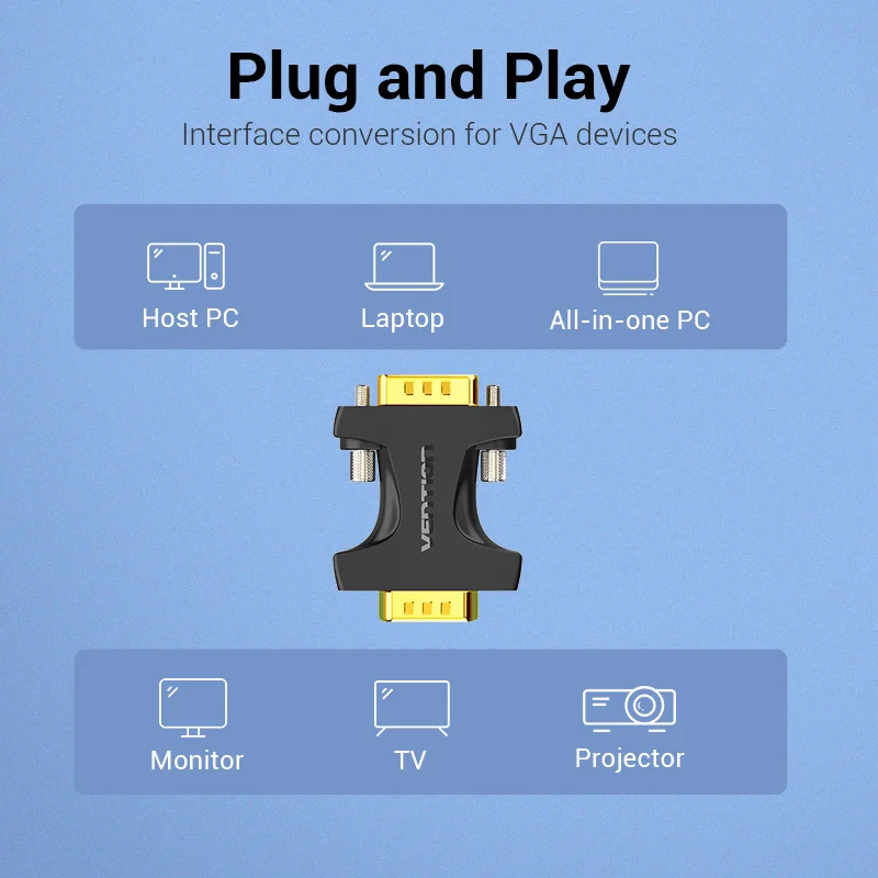 VGA to VGA Adapter Male to Female Connector 15 Pin 1080P 60Hz for PC Monitor Laptop Projector Cable Adapter VGA Cable Adapter