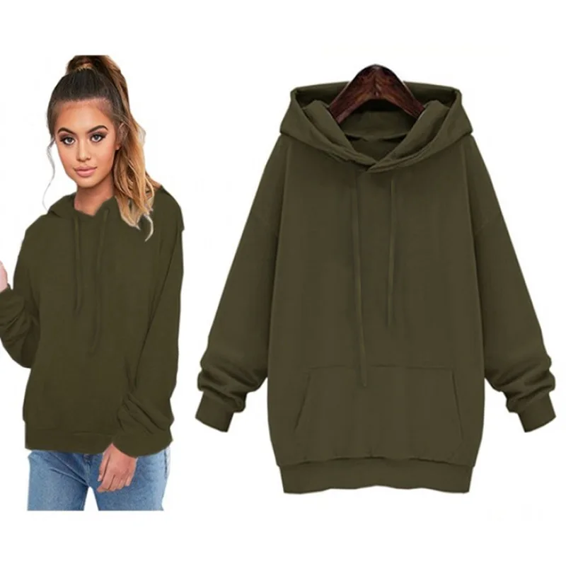Женские толстовки с капюшоном модная однотонная Толстовка С Карманами весна