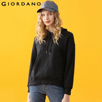 

Giordano Women Hoodies Women Sweatshirt Fleeced Lining Loose Kangaroo Pocket Hoodie Long Sleeve Casual Sudaderas Mujer
