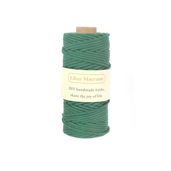 

4mm 100% Cotton Cord Green Rope Braided Solid Cord Craft Macrame String DIY Wedding Home Textile Decorative supply 50M