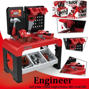 

Kids Tool Toys Set Large Repair Tool Table Plastic Pretend Play Child Tool Kit Puzzle Toys for Children Boys Birthday Gift