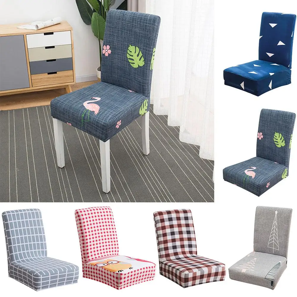 Cute Cartoon Plaid Chair Dustproof Cover Printed Owl Crane Plant Slipcover Home Restaurant Dining Backrest Seat Case Decor | Дом и сад