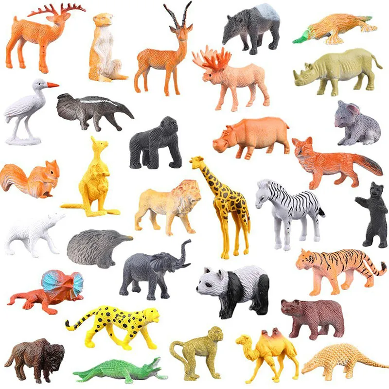 

Fifty-three pieces/sets of mini-zoo model humanoid action toys cartoon simulation animal cute simulation zoo toys