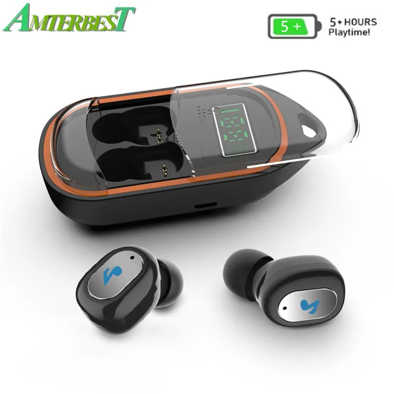 AMTERBEST X21S TWS Беспроводной Bluetooth наушники стерео наушники спортивные гарнитуры с Зарядка чехол подходит для IOS и Android PK i12