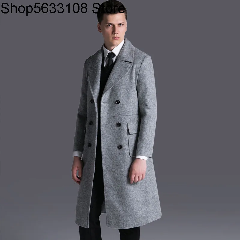 

Chao Jue Over The Knee Woolen Coat Male Super Long Money Wool Coat Big Code 1119
