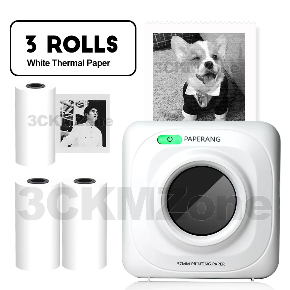 Add 3White Paper Мини Карманный фотопринтер безчернильный Bluetooth портативный термальный фотопринтер Bluetooth USB для мобильных телефонов Android iOS ПК - Цвет: Add 3White Paper