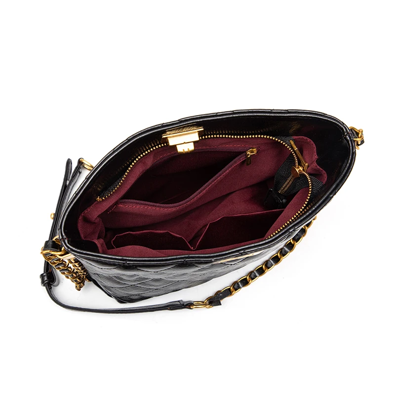 Fashion Women Rhombus Chain Bag 2020 New Classic Ladies Zip Diamond Bag Stray Bucket Bag Woman Leather Shoulder Messenger Bag