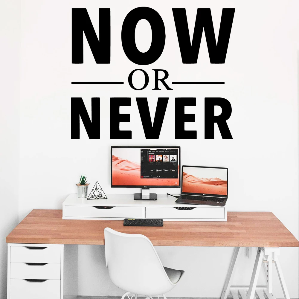 Новые виниловые настенные Стикеры с надписью now or never Sentence s обои для