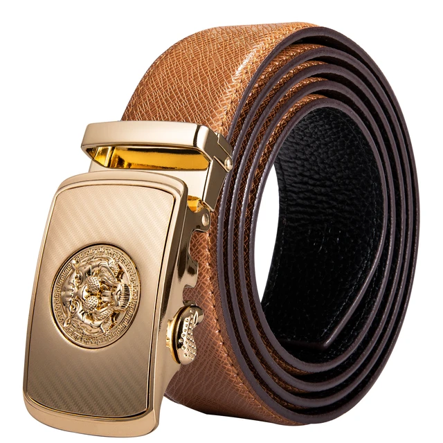 Mens Leather Belt Gold Automatic Buckle Black Designer Belt Strap Waistband