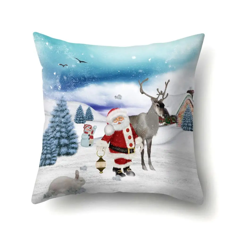 Рождественская наволочка для подушки с Санта Клаусом и снежинками, декоративная подушка для дома, спальни, дивана, кровати, полиэфирная наволочка, 40543 - Цвет: 2BZ-40543-302
