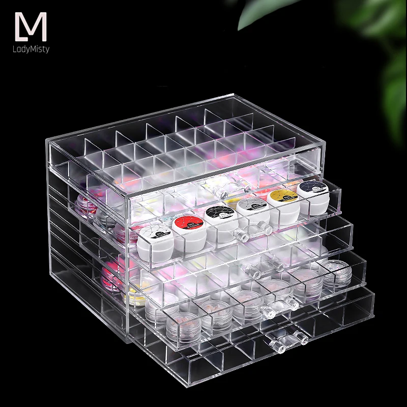 

120 Grids Plastic Empty Nail Art Storage Box Removable Rack Nail Organizer Acrylic Clear Lipstick Storage Container