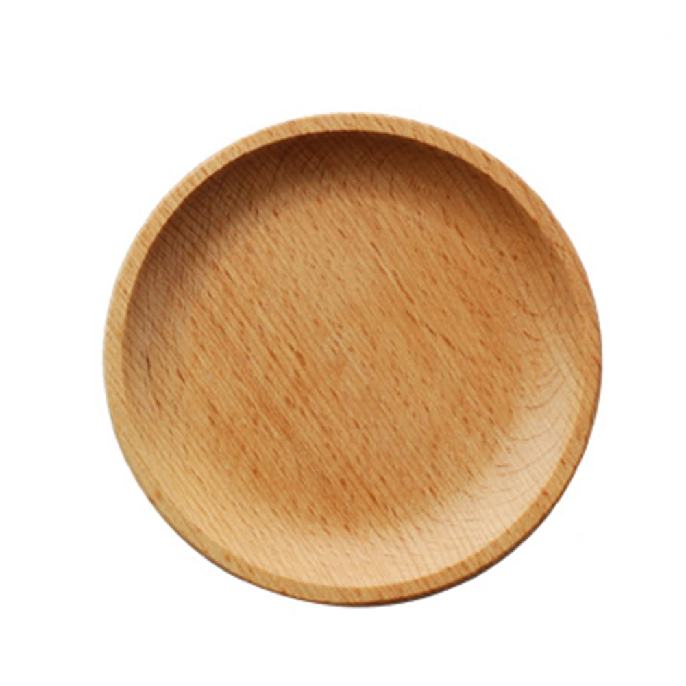 

12cm Tray Wooden Dessert Saucer Serving Cake Dishes Dinnerware Plate Round Square Home