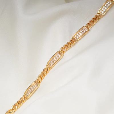 24 различных стильные цепочки звено браслеты для женщин и мужчин микро проложить циркон позолоченный Теннисный Браслет Модные ювелирные изделия подарок - Окраска металла: Chain length 18.5cm