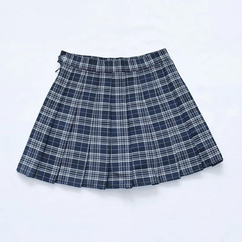 Jli May клетчатая юбка в складку для девочек короткие мини-юбки женские Униформа Харадзюку с высокой талией в Корейском стиле японский Повседневная Уличная одежда; сезон осень - Цвет: Navy Blue