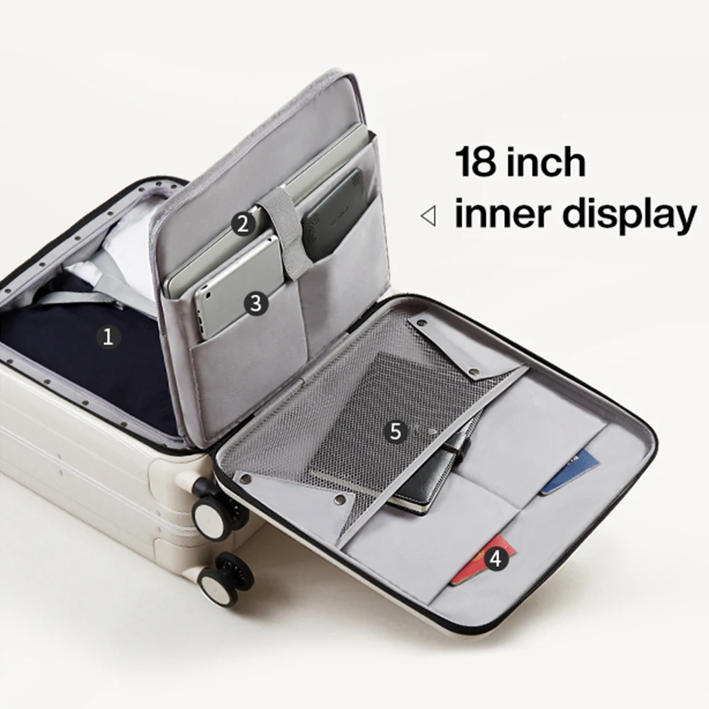 Hanke Carry On Suitcase Aesthetic Design 7mm Aluminum Frame Rolling Luggage Boarding Cabin PC Spinner Wheel TSA Lock 18