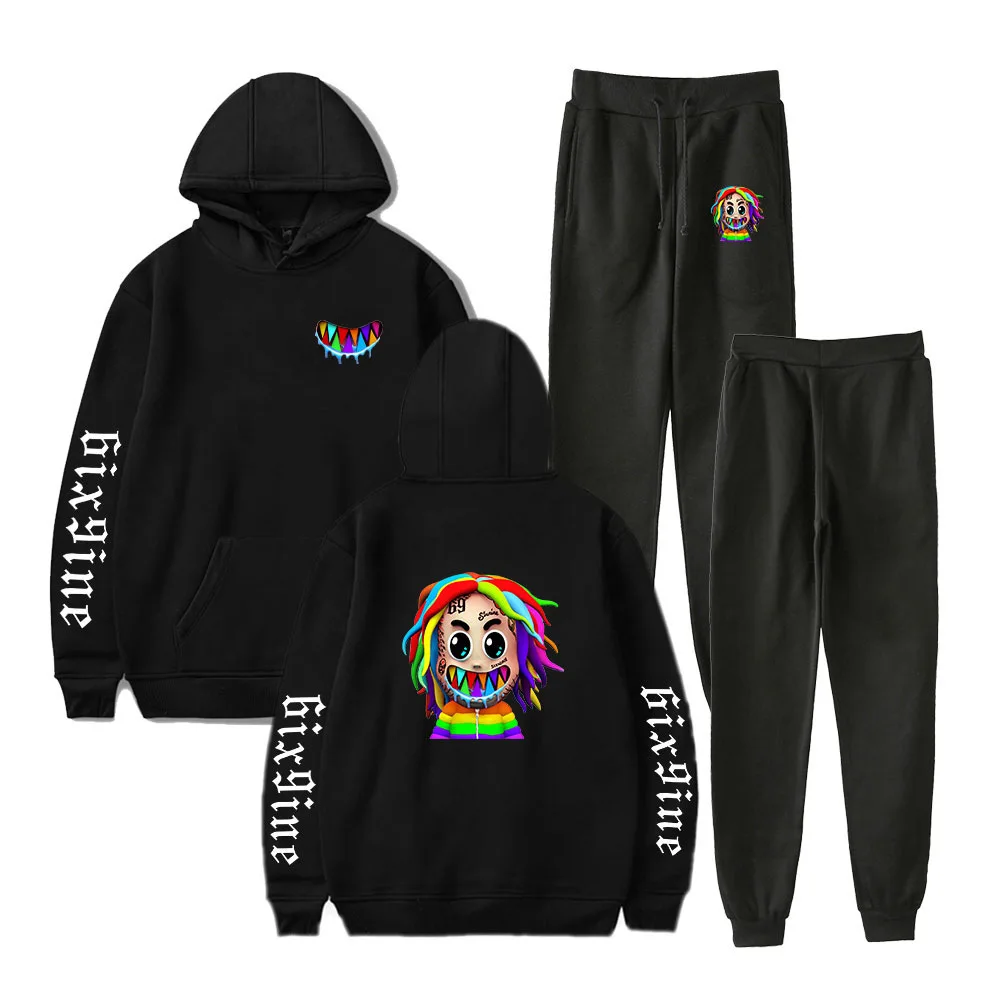 

Hot Rapper 6ix9ine Hoodie Sports Pullover GOOBA Hoodies Casual Tops Sweatshirts + Pants Fashion Print Women Men Two-piece Set
