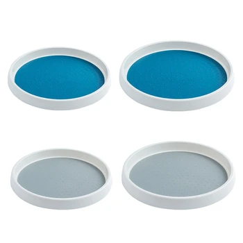 

New 360 Rotation Non-Skid Seasoning Tank Spice Storage Rack Pantry Cabinet Turntable with Wide Base Organizer-Blue 29.5cm