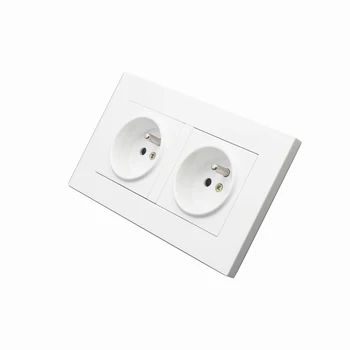 

French Standard Power Socket, Double Outlet, AC 110V-250V 16A Flame Retardant PC Panel 146mm * 86mm Wall Power Socket