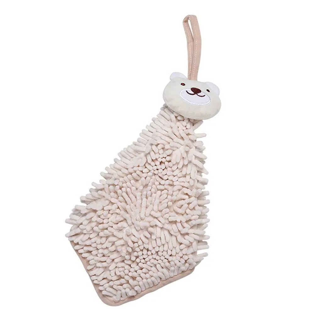 Кухонное мягкое плюшевое полотенце с мультяшным животным для мытья посуды, полотенце для рук, детское полотенце для ванной - Цвет: white