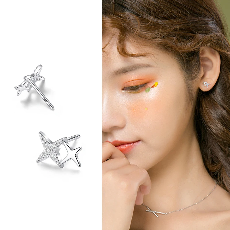 

Karopel 925 Sterling Silver Earring Stars Earrings Fashion Temperament Silver Needle Earrings Simple Earrings