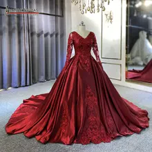 Nuovo abito da sposa rosso scollo a V