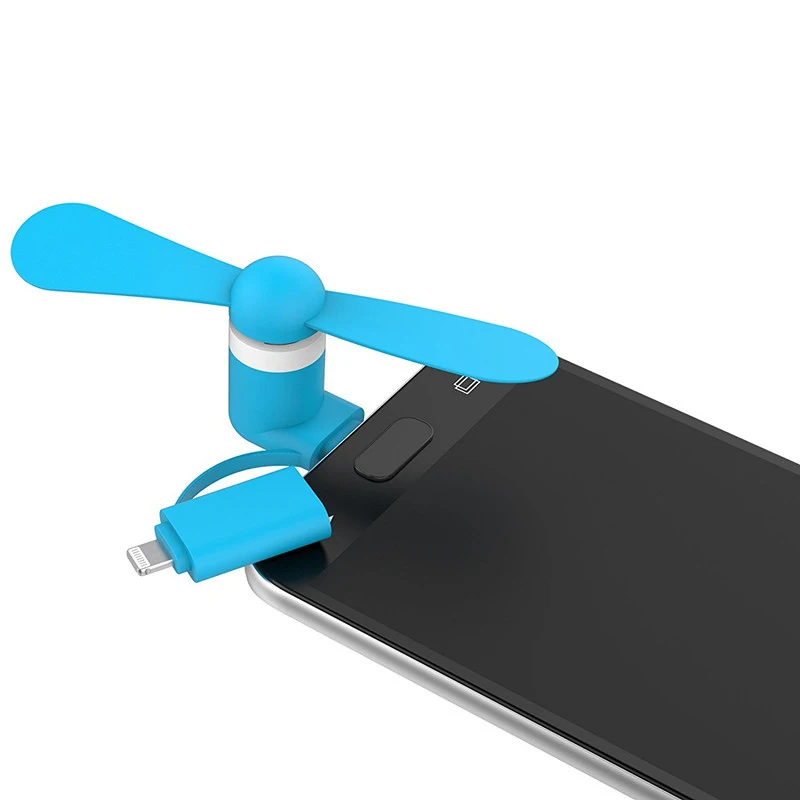 

BinFul 2 IN 1 Travel Portable Cell Phone Mini Fan Cooling For All iPhone 5 5S SE 6 6S 7 Plus 8 X XR XS For Android Micro Phones
