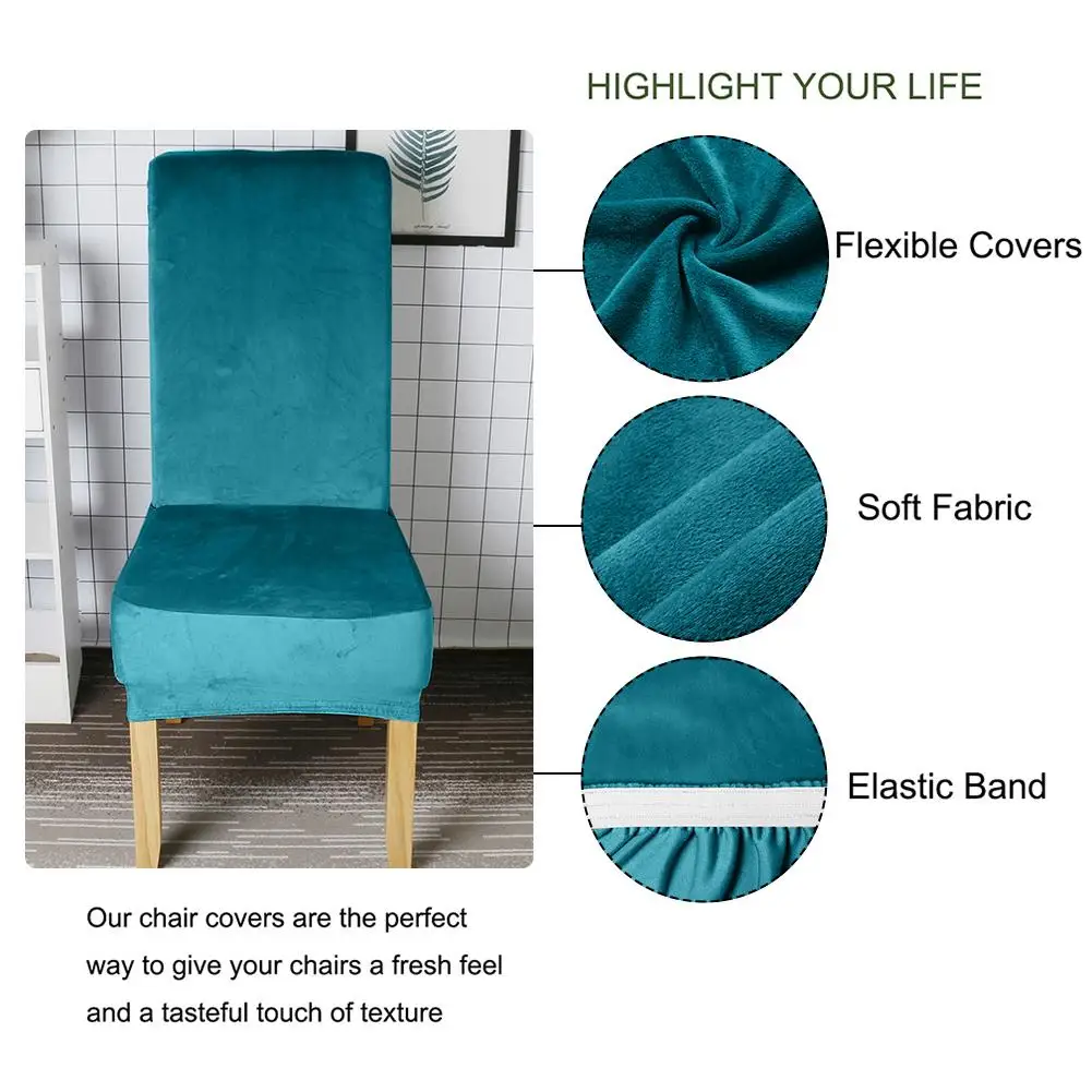 Чехлы на кресла стрейч бархат обеденный стул Slipcovers спандекс плюшевый чехол на стул для ресторана столовой